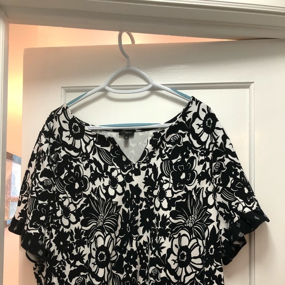 EUC 3X Talbots Dress Floral Black & White - Picture 5 of 9